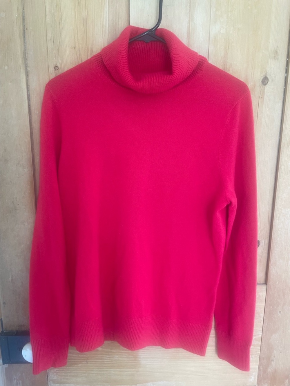 Lands' End Bright Red Cashmere Turtleneck Sweater